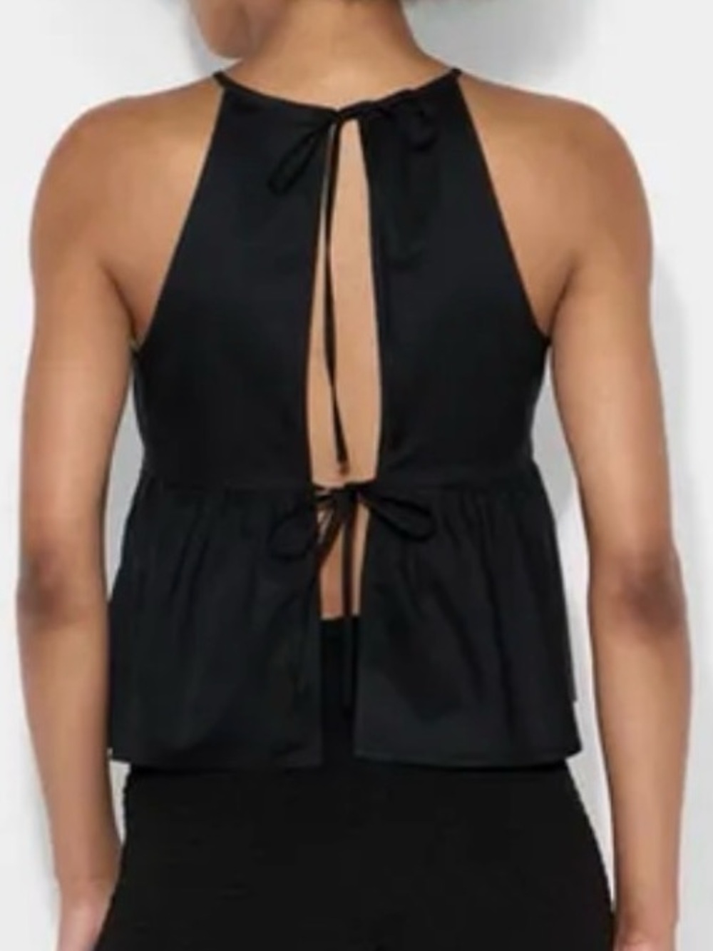NWT Wild Fable, Sz M - Babydoll Halter High Neck Top, Black, Back Ties, Summer